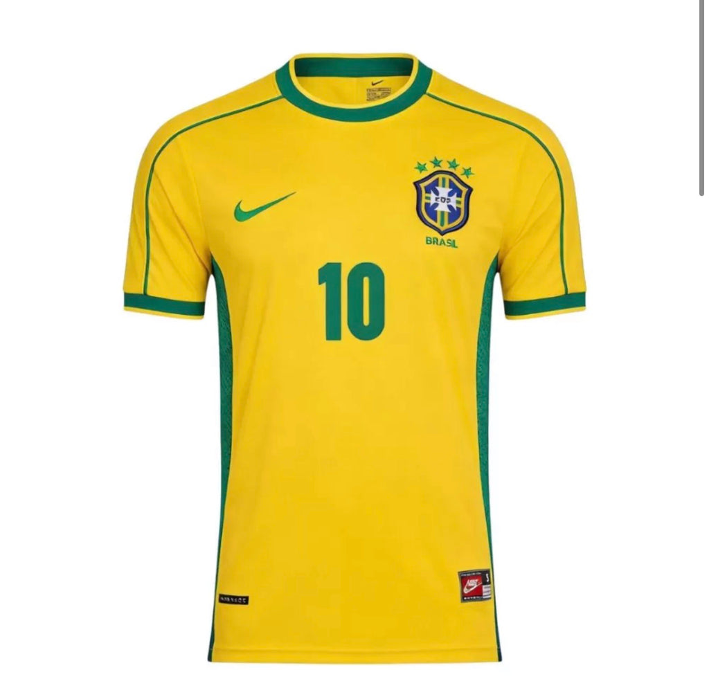 RIVALDO #10 Retro Soccer Jersey Brasil Home 1998 Version Fan