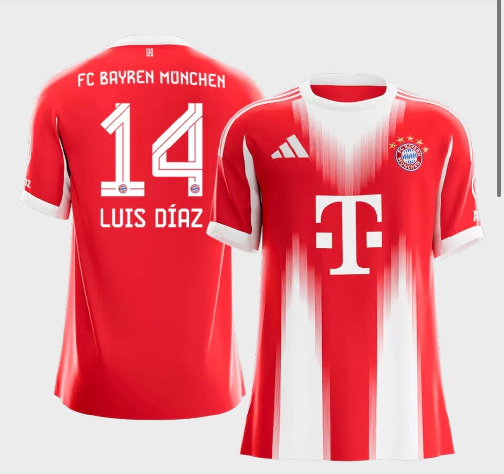 Luis Díaz # 14 Bayern Munich Home Soccer Jersey 2025/26 Fan Version